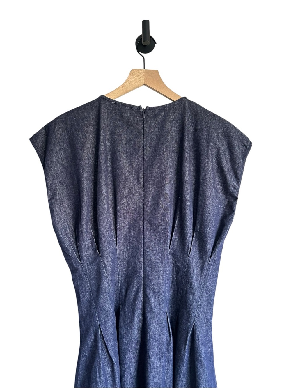 THML Cecile Cap Sleeve Pleated Denim Midi Dress Medium - Picture 7 of 8